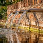 Water spilling into a water garden