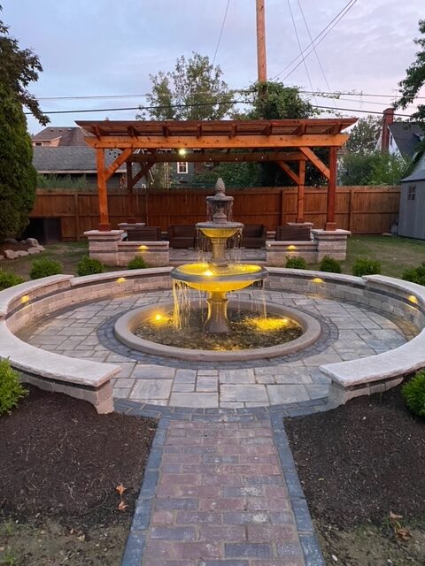 picture of fountain in customer's yard