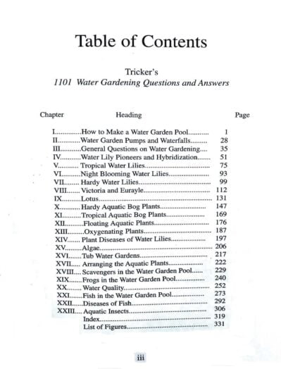 1101 Water Gardening Questions and Answers book ToC. pg ii