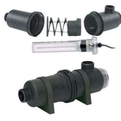9-Watt Little Giant UV Light Clarifier for Ponds up to 1200 Gal 9-Watt Little Giant UV Light Clarifier for Ponds up to 1200 Gal. Shows assembly parts.