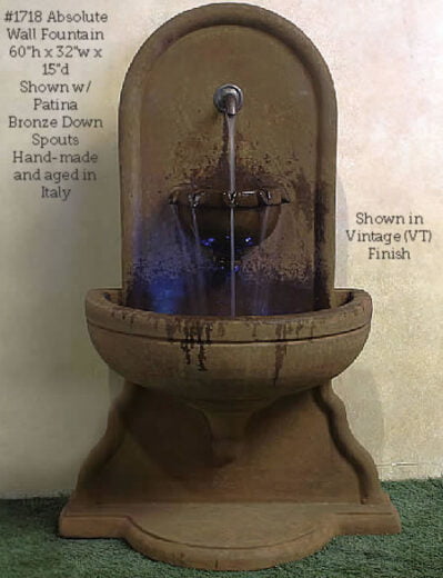 Absolute Wall Fountain For Rustic Spout. Giannini Garden Ornaments