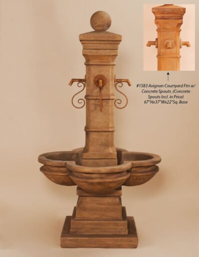 Avignon Courtyard Fountain Spouts, Giannini Garden Ornaments, Cast Stone