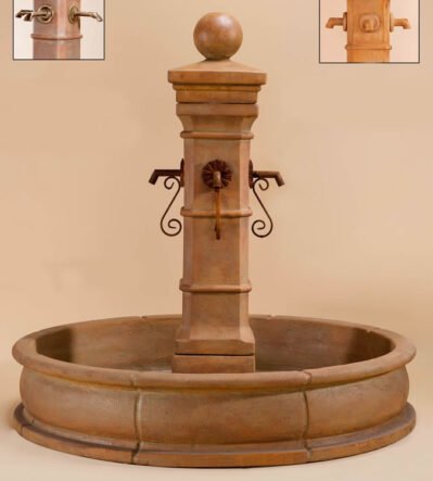 Avignon Pond Fountain Iron Spouts, Giannini Garden Ornaments, Cast Stone