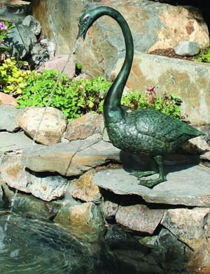 Brass Long Neck Goose Garden Statue, Brass Baron