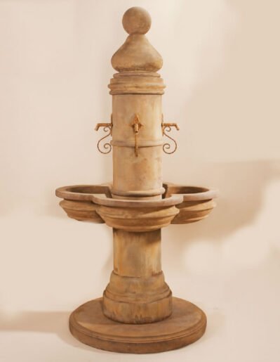 Beaumont Fountain Iron Spouts, Cast Stone, Giannini Garden Ornaments