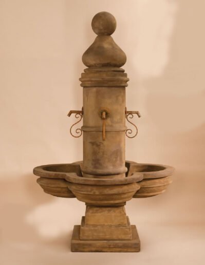 Beaumont Fountain Short Iron Spouts, Cast Stone, Giannini Garden Ornaments