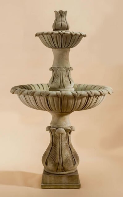 Calanthia 2-Tiered Acanthus Finial, Cast Stone, Giannini Garden Ornaments