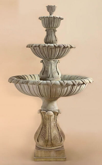 Calanthia 3-Tiered Fountain, Cast Stone, Giannini Garden Ornaments