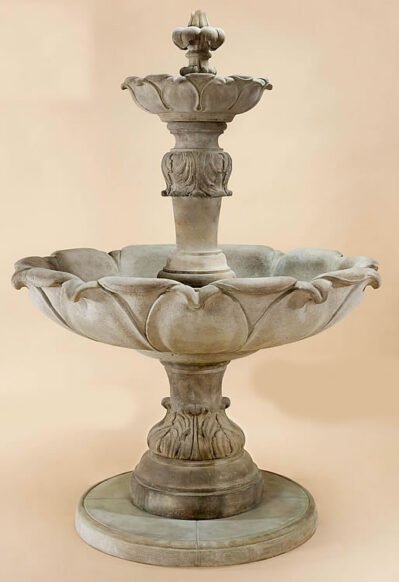 Fleur Acanthe Fountain. Giannini Cast Stone Garden Ornaments, Cast Stone Garden Decor