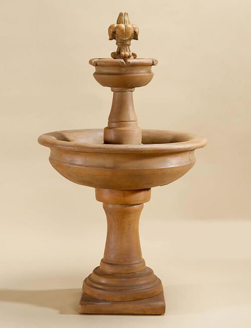 Fleur De Lis 2 Tier Fountain. Giannini Cast Stone Garden Ornaments, Cast Stone Garden Decor