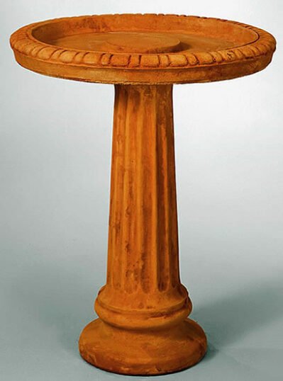 Fluted Birdbath, Cast Stone Garden Decor