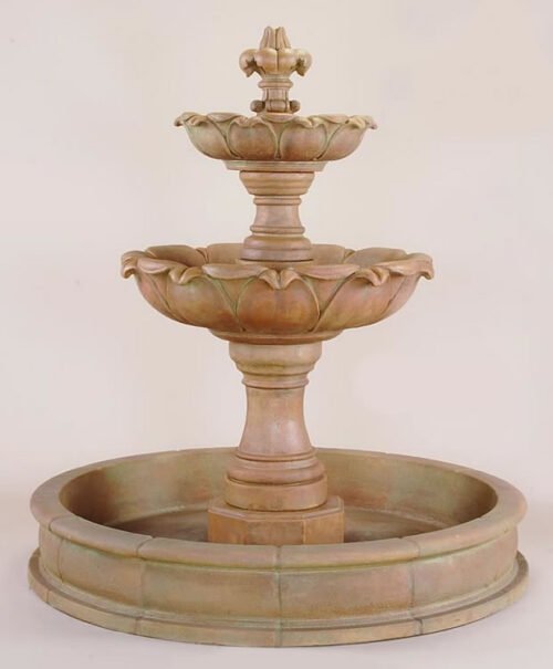 Gardenia Two Tier Pond Fountain. Giannini Cast Stone Garden Ornaments, Cast Stone Garden Decor