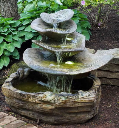 Giant Leaf Fountain Sc4949F2, Cast Stone Garden Decor