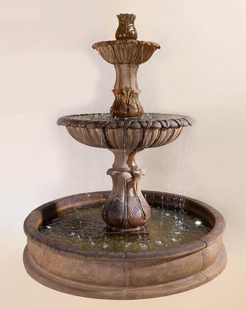 Grandis Calanthia 2 Tier Pond Fountain. Giannini Cast Stone Garden Ornaments, Cast Stone Garden Decor