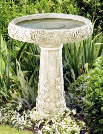 Honeysuckle Birdbath, Cast Stone Garden Decor