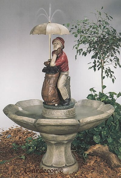 Golfer Fountain Large Henri Studio cast stone