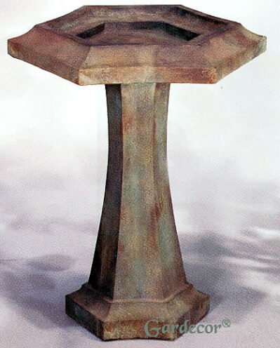 Hexagonal Prairie Birdbath Henri Studio cast stone