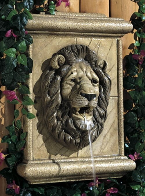 Lion's Head Wall Spitter, Cast stone