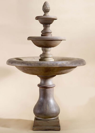 Immanis Newcastle 3 Tier Water Fountain Short Spacers, cast stone. Giannini Garden Ornaments.