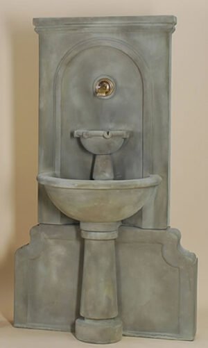 Imperia Wall Water Fountain For Spout, cast stone. Giannini Garden Ornaments.