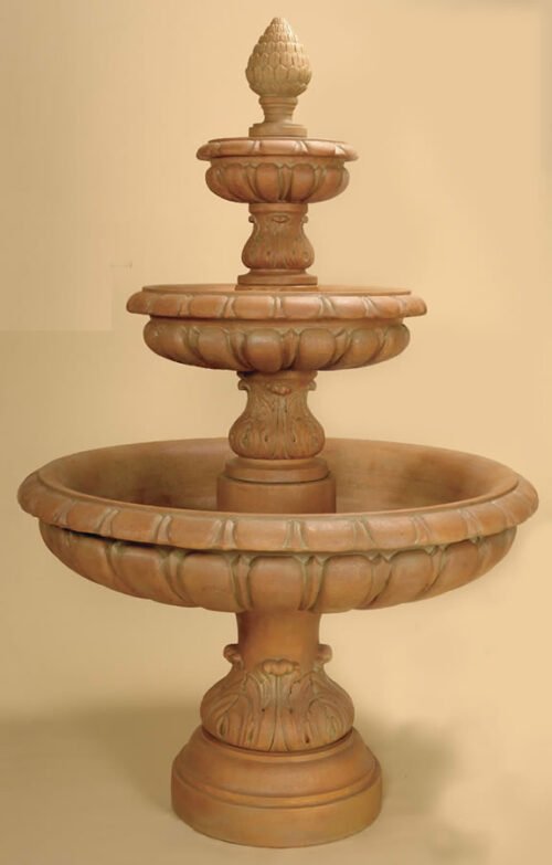 Imperiale Three Tier Water Fountain, cast stone. Giannini Garden Ornaments.