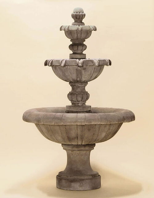 Jardin Three Tier Water Fountain Short, cast stone. Giannini Garden Ornaments.