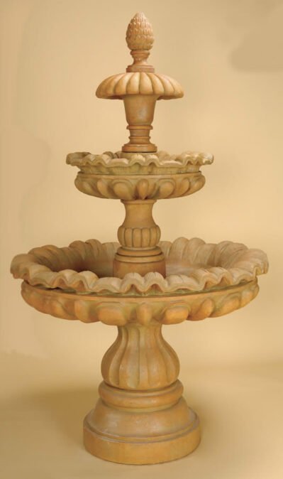 Julia Three Tier Water Fountain, cast stone. Giannini Garden Ornaments.