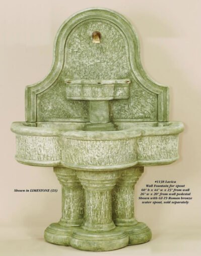 Lavica Wall Water Fountain For Spout, cast stone. Giannini Garden Ornaments.