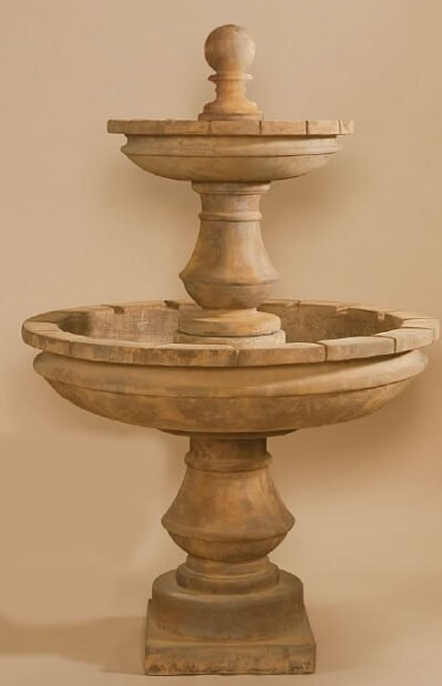 Montefalco 2 Tier Large Water Fountain, cast stone. Giannini Garden Ornaments.