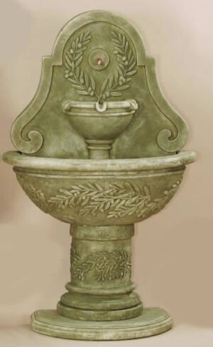 Oliva Wall Water Fountain, cast stone. Giannini Garden Ornaments.