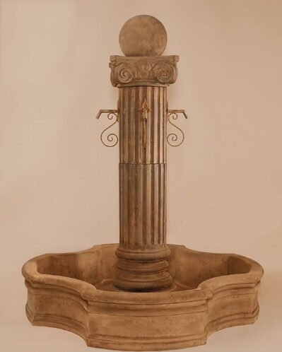 Pantheon Water Fountain Monaco Pond Ball Spouts, cast stone. Giannini Garden Ornaments.