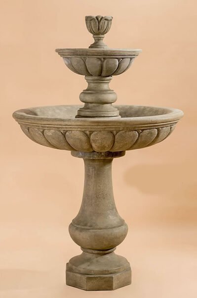 Peotta 2 Tier Water Fountain, cast stone. Giannini Garden Ornaments.