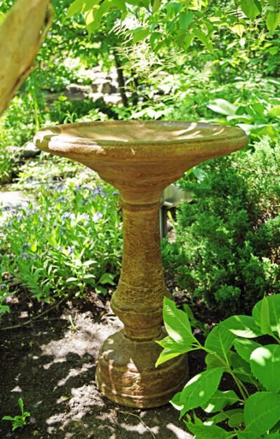 Wide Weathered Birdbath