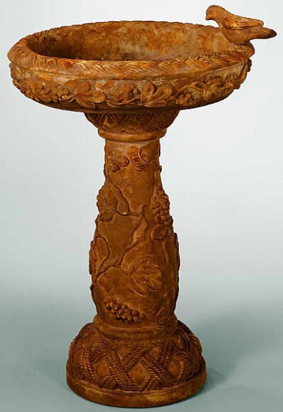 Small Grapeleaf Birdbath, 2 pc. (Bird no longer included)