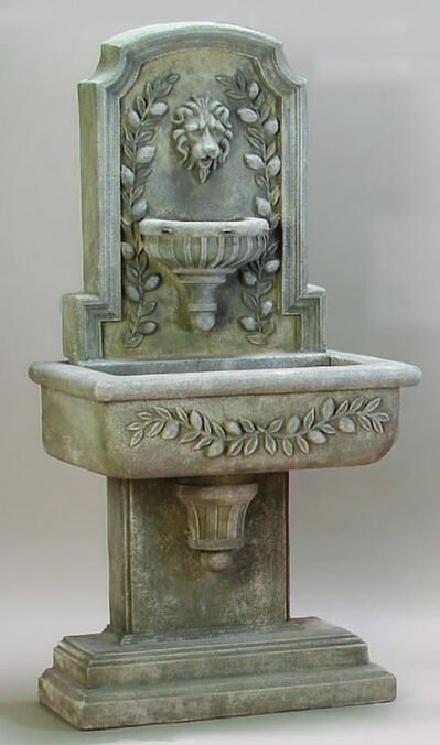 Sorrentine Wall Water Fountain, cast stone. Giannini Garden Ornaments.