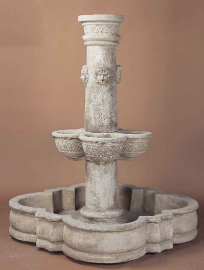 Stagioni Pond Water Fountain, cast stone. Giannini Garden Ornaments.