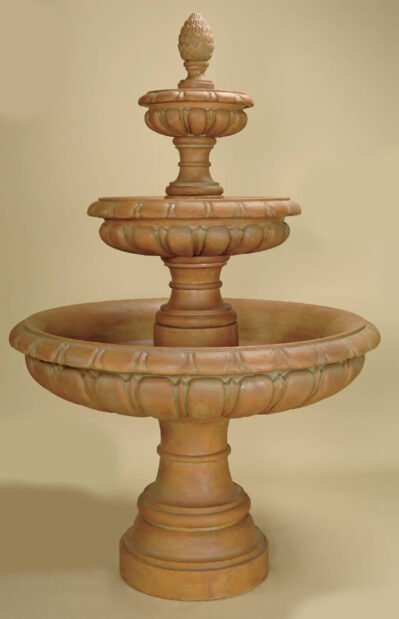 Talenti Three Tier Water Fountain, cast stone. Giannini Garden Ornaments.