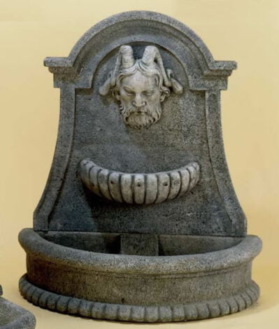 Tauro Wall Water Fountain, cast stone. Giannini Garden Ornaments.