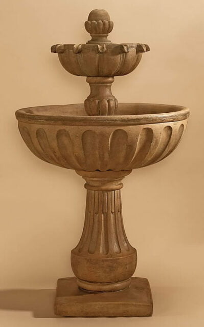 Valeria 2 Tier Water Fountain, cast stone. Giannini Garden Ornaments.