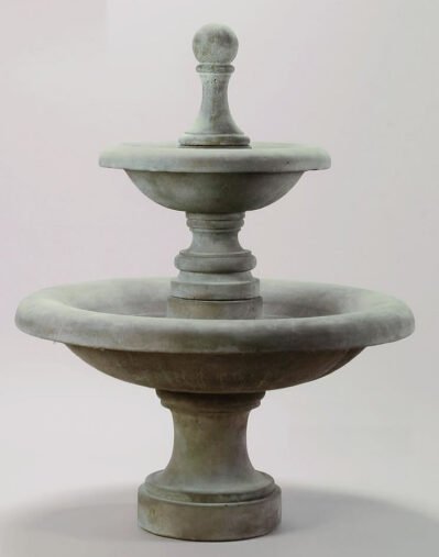 Westminster Two Tier Water Fountain Short, cast stone. Giannini Garden Ornaments.