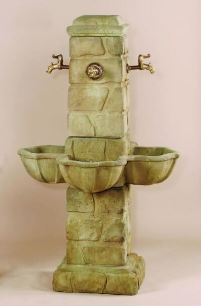 Quattro Rustichella Water Fountain For 4 Spouts, cast stone. Giannini Garden Ornaments.