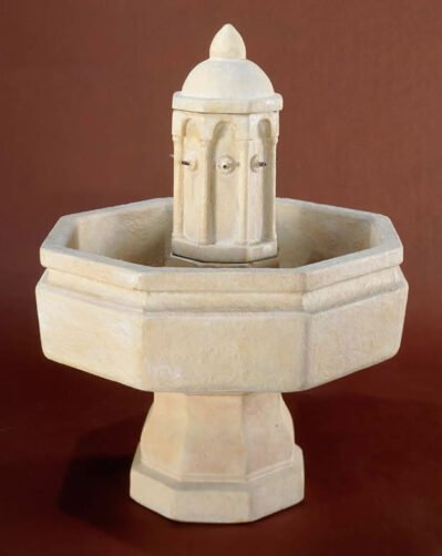 Villa Basilica Water Fountain, cast stone. Giannini Garden Ornaments.