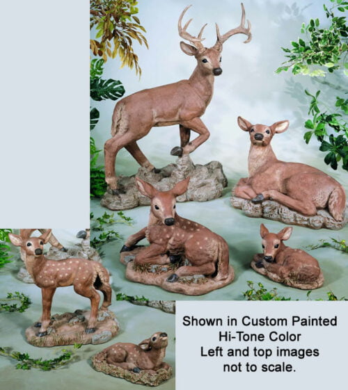 Buck, Doe, Deer, Fawns Statue