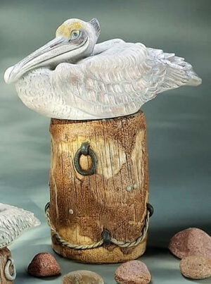 Pelican on Wharf Piling Statue