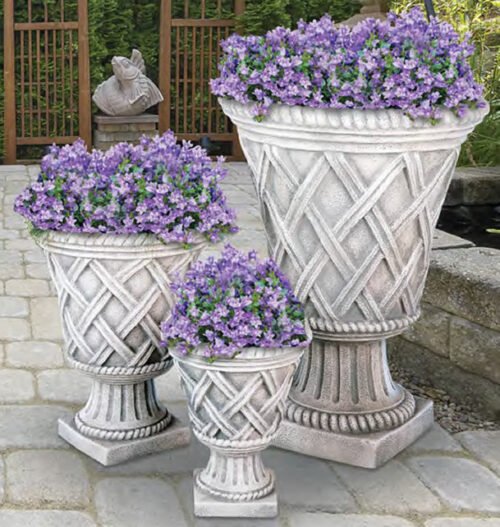 Tudor Weave Cast Stone Planter with Pedestal