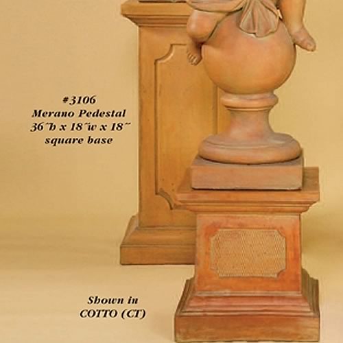 Merano and Carolands cast stone pedestals, #3106, 3121, Giannini